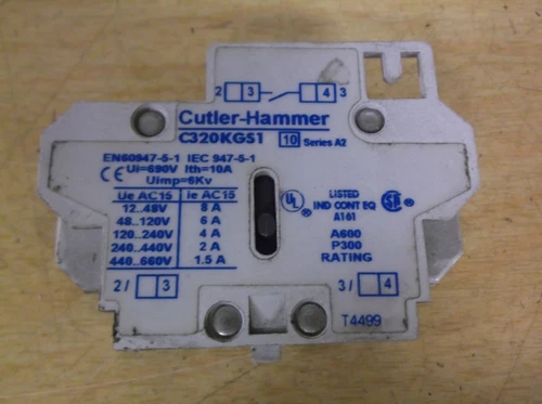 Cutler Hammer C320KGS1 Series A2 Auxiliary Contact Block *FREE SHIPPING*