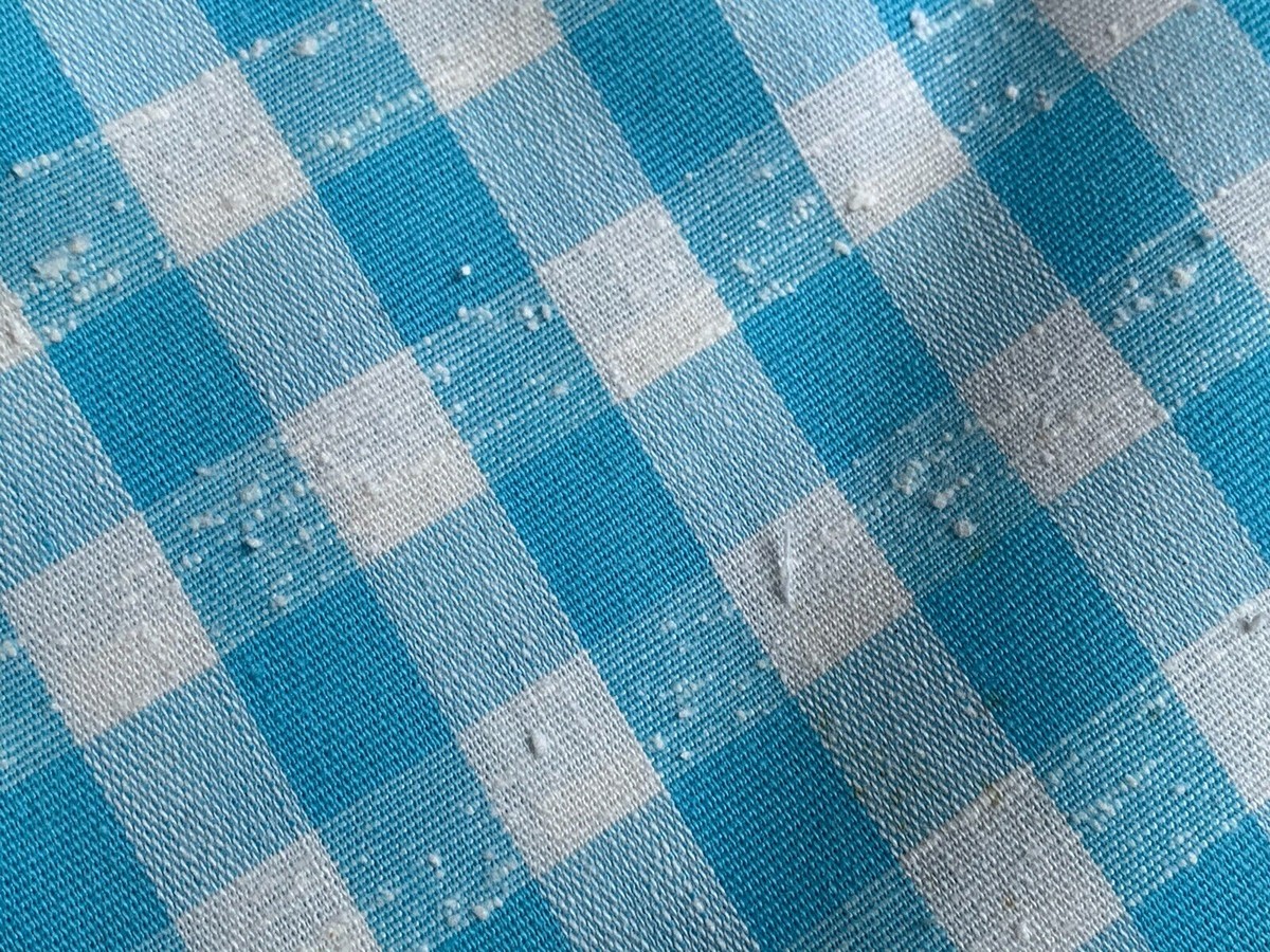 2 1/4 Yards Of Vintage Aqua & White Gingham Check Cotton