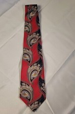 Kuppenheimer Men's Silk Tie Sz Tall Man Red/Navy Paisley Print