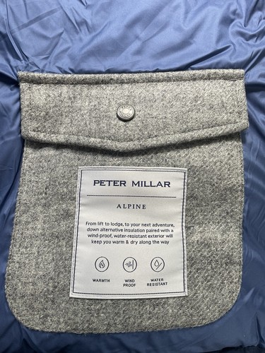 Peter Millar L Large Alpine Puffer Mens Vest Navy Grey Wool Full Zip Jacket $375 - Picture 12 of 13
