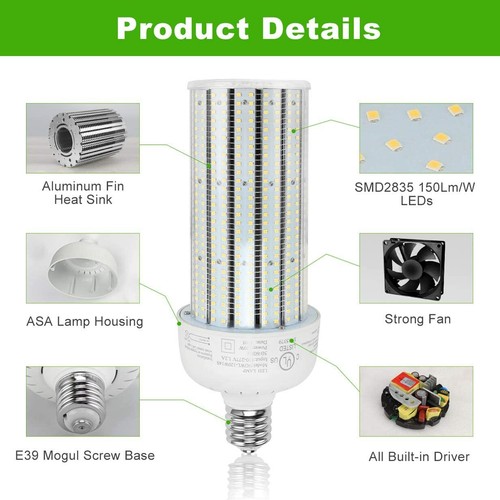 100W-300W LED Corn Bulb Light Replace 400W-1500W MH Garage Street Light E39 5K - Picture 19 of 52
