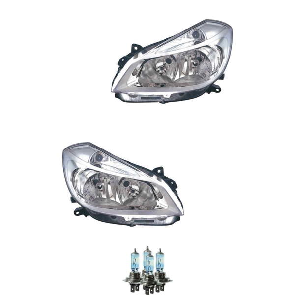 Halogen Scheinwerfer Set H7/H7 Chrom FüR Renault Clio III Inklusive Lampen-image