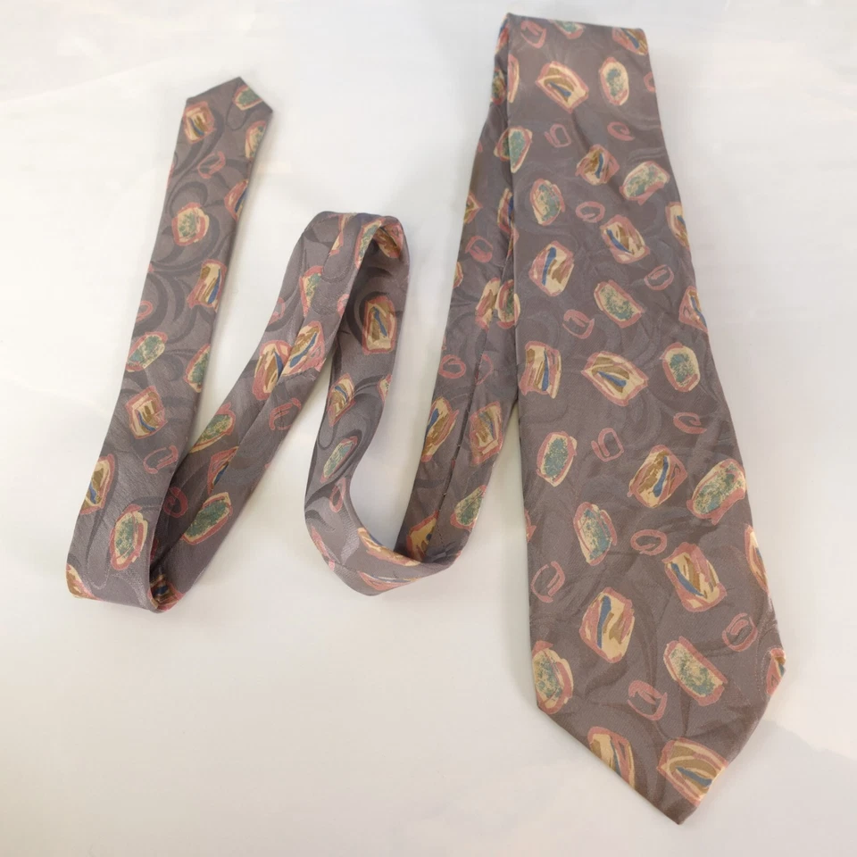 Corbata de cuello arte pintura abstracta para hombre gris topo geo moderna única JOHN WEITZ Foto 3 de 4