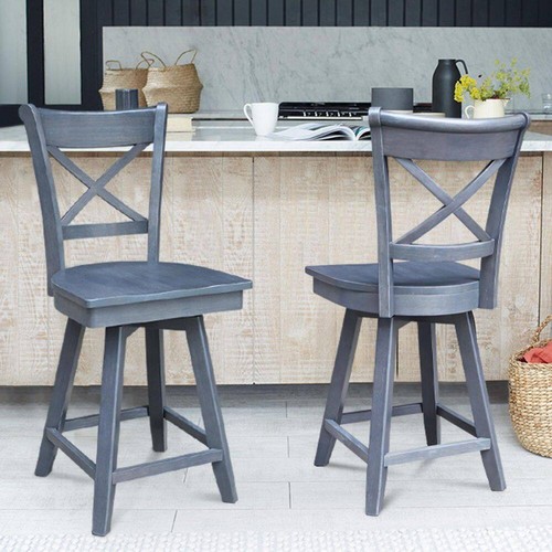Charlotte Solid Wood Heather Gray Counter Height Stool - 24 in. SH - Picture 8 of 8