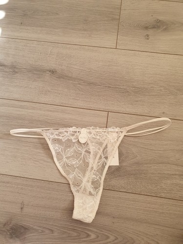 Brandneu mit Etikett Vintage La Senza weißer Spitzentanga Größe Extra Large