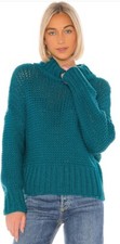 Free People Cropped Oversize Knit Sweater Turquoise Blue Size XS