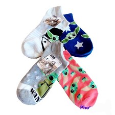 4 Pairs Disney Star Wars Mandalorian Baby Yoda Women's No Show Socks-Shoe 4-10