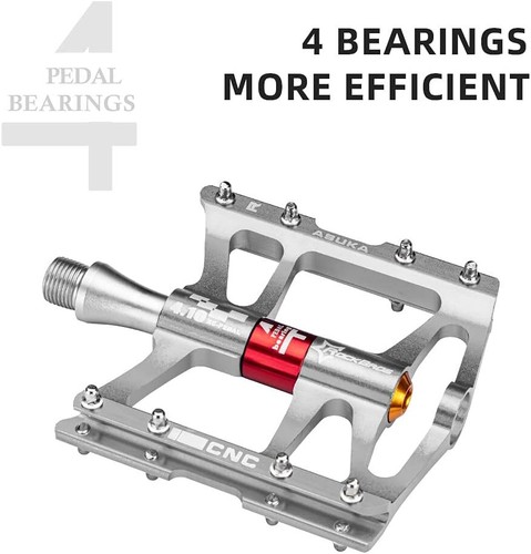 ROCKBROS 4 Bearings MTB Bike Pedals Platform Flat Aluminum Alloy 9/16" - Picture 6 of 7