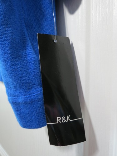 NEW R&K NWT 100% Cotton Solid Royal Blue Short Sleeve Cropped Sweater Shrug Sz L - Picture 7 of 18