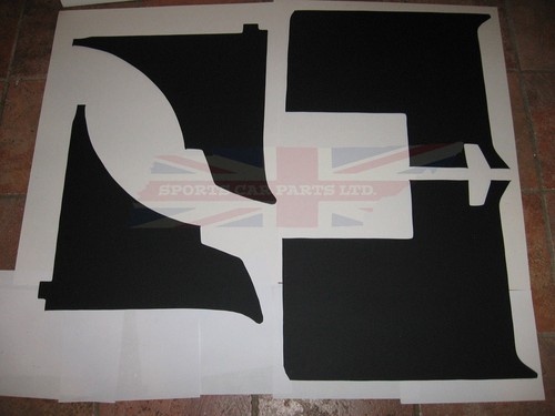 New 6 Piece Interior Panel Set with Door Panels MGB 1970-80 Black No Chrome - Picture 3 of 3