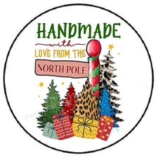 HANDMADE WITH LOVE FROM THE NORTH POLE ENVELOPE SEALS LABELS STICKERS FAVORS