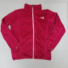 The North Face Girls Osito Fleece Hot Pink Zip Up Jacket Sz XL 18 Fuzzy Soft EUC