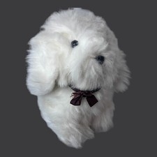 Vintage Russ Berrie White Plush Dog Terrier Shaggy 10" Stuffed Animal Toy