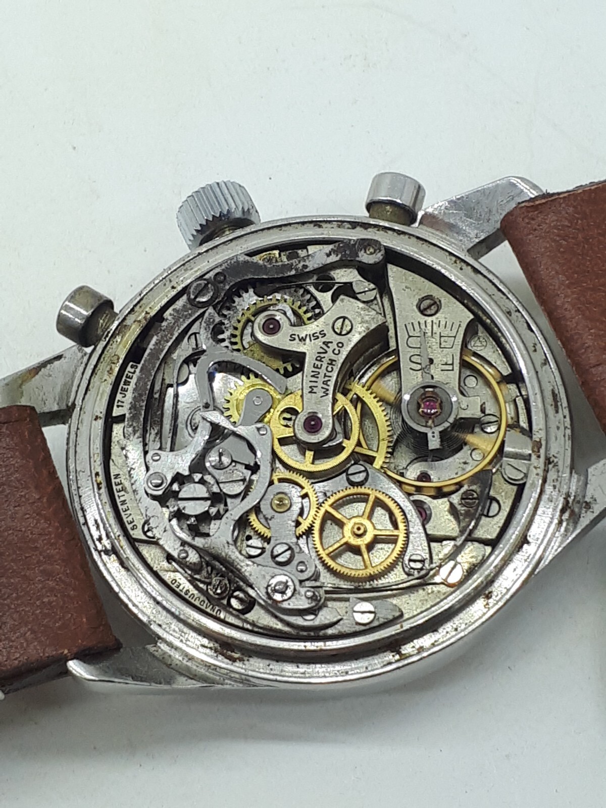 VINTAGE MINERVA CHRONOGRAPH CAL 13-20 CH WATCH PILOT FACTORY DIAL EXTREMLY RARE