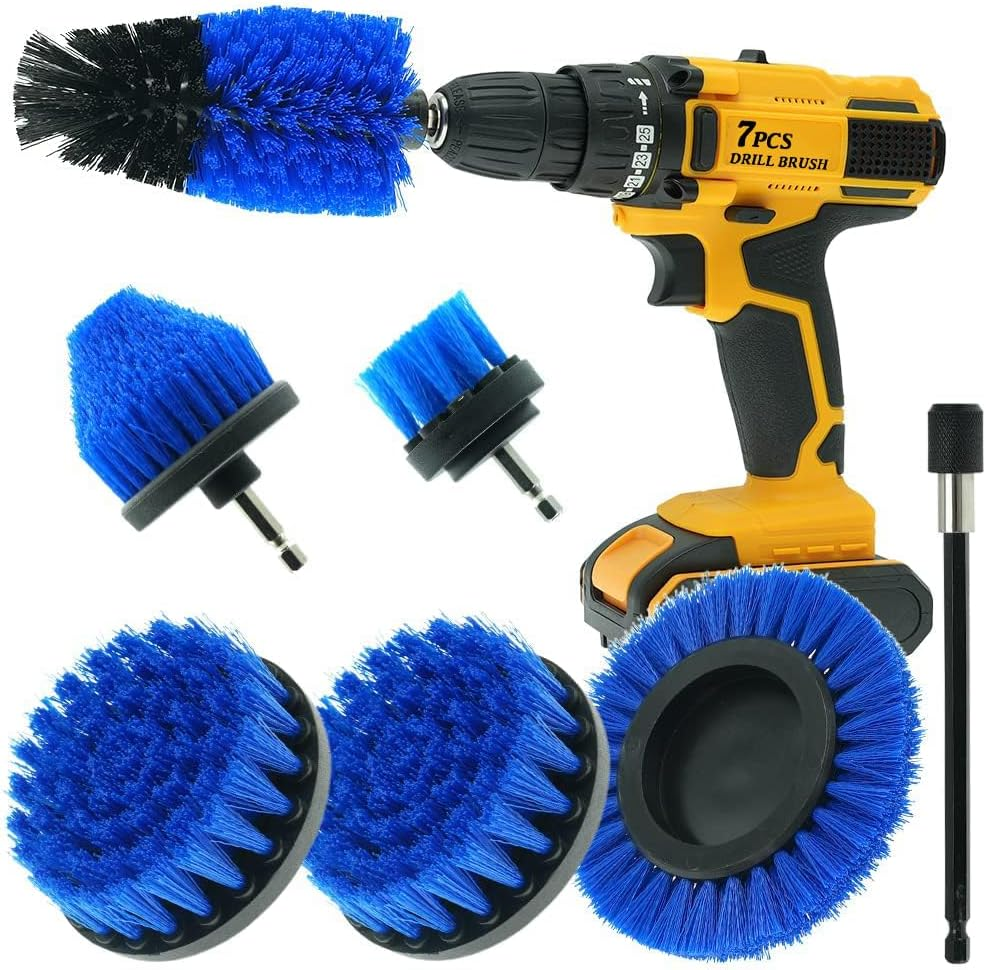 7 Pcs Drill Brush Set All Purpose Power Scrubber Cleaning Kit with Extend Attach