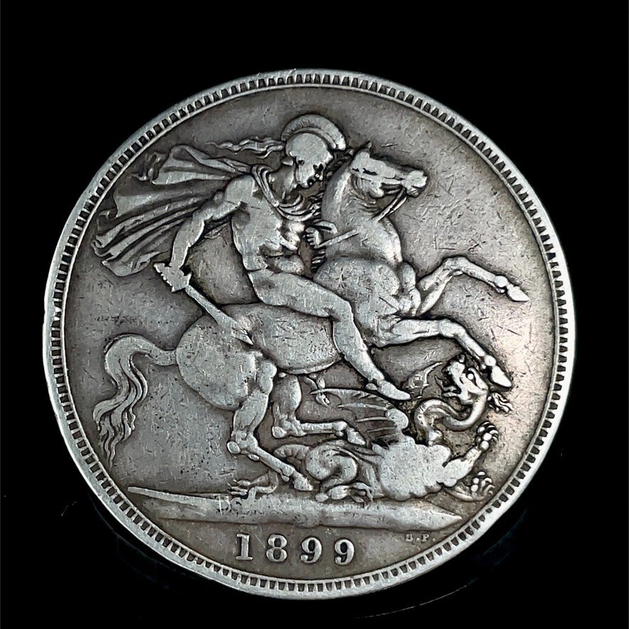Great Britain 1899 LXII .925 Silver Crown Queen VICTORIA XF Coin