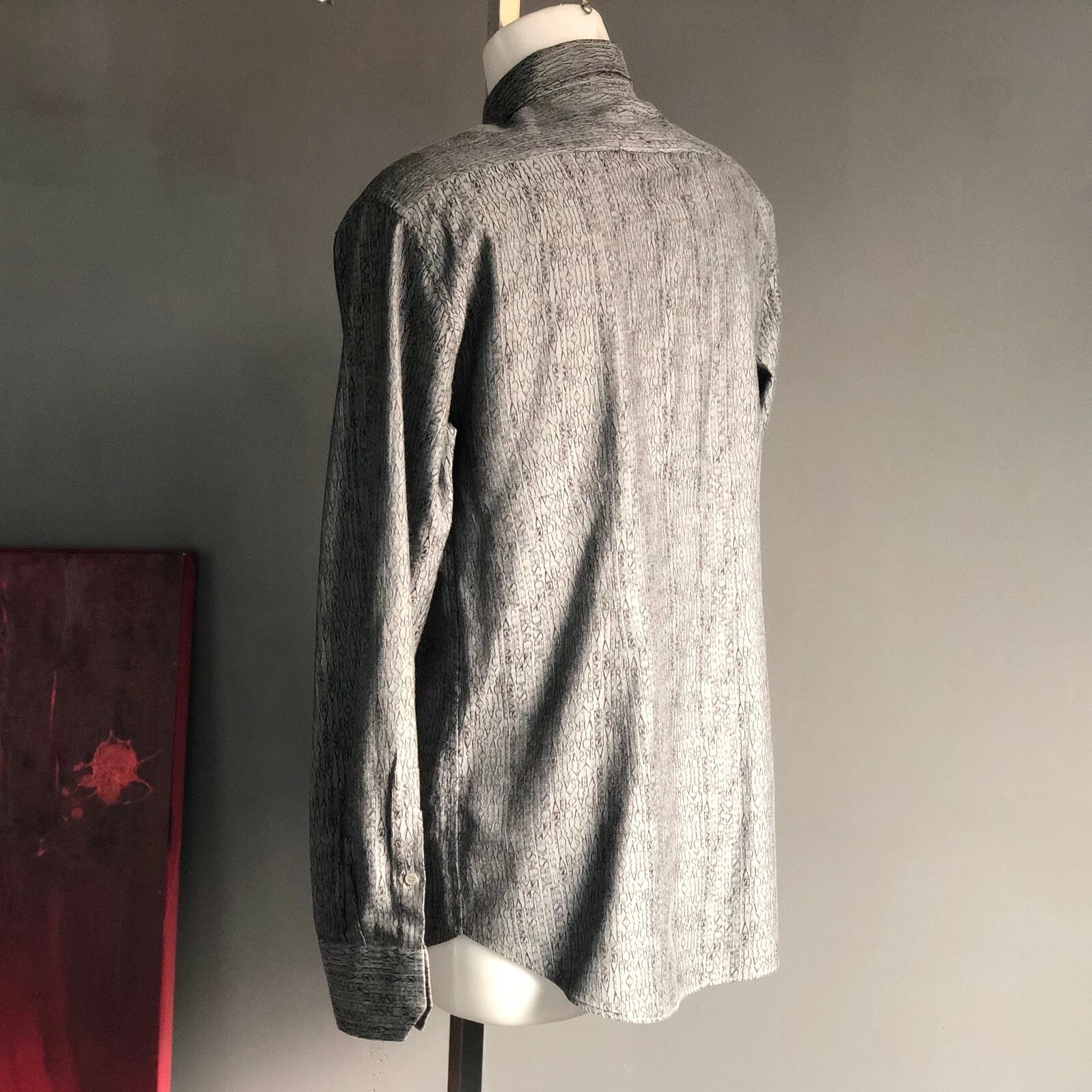 Camicia uomo vintage VERSACE CLASSIC grigia cotone taglia 41 16 made in Italy