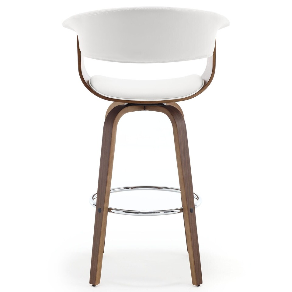 26"/29" Faux Leather Swivel Bar Stools, Wood Counter Stool Pure White