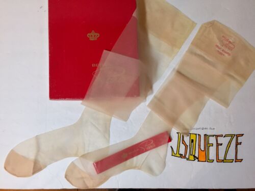 6 Pairs Nylon Stockings Belle de Paris 9 1/2 X 31 1/2” Vintage 4” Toe Nude Heel - Picture 6 of 12