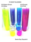 72 Disposable Plastic Glasses Party Multi Coloured Cups Shot Reusable Champagne