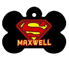 SUPERMAN PET ID TAG Personalized DogTag #2 w/Name & Info 2 Sides Printed