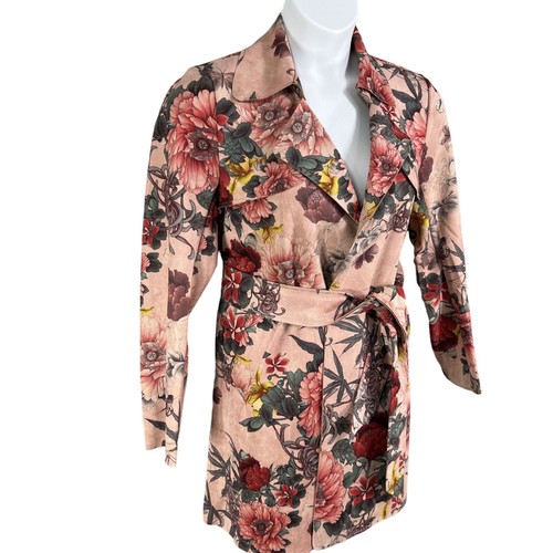Solitaire NWT Anthropologie Womens M Faux Suede Belted Floral Jacket Kimono Boho - Picture 5 of 24