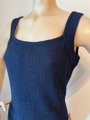 NWT ST JOHN KNIT DRESS SIZE 8 NAVY SILVER SHIMMER - Picture 4 of 6
