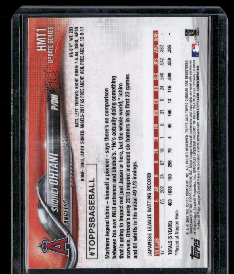 2018 Topps Chrome Update HMT1 Shohei Ohtani RC eBay