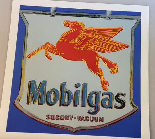 Andy Warhol - Mobilgas, Giclee Print, Advertising sign Gas station Pegasus Decor - Video 1 of 1