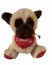 HugFun Dog Plush Sings Love Machine Pug Puggle 10 Inch Hearts I Woof You
