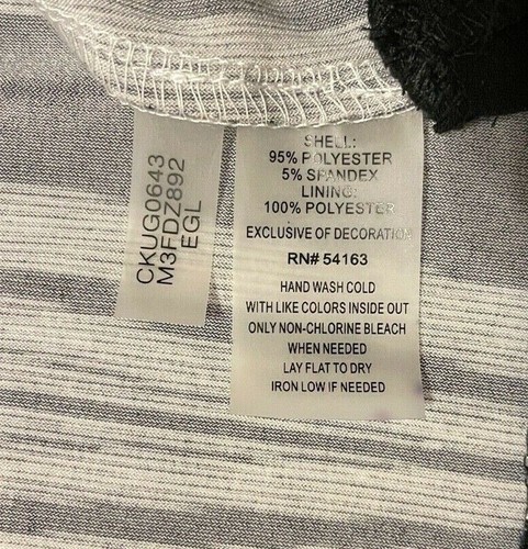 CALVIN KLEIN black/white/beige sleeveless sexy V-neck w/gold accents long gown L - Picture 10 of 11