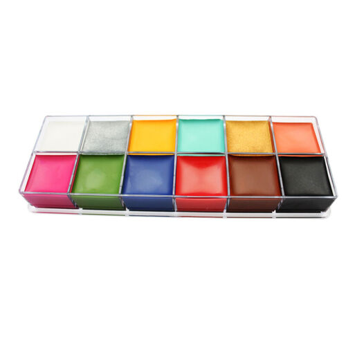 12 Colours Face Body Paint Oil Painting Art Make Up Set Halloween Party Fancy AU - Picture 7 of 8