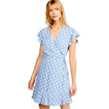 Rails Leanne Periwinkle Polka Dot Wrap Dress US Size S