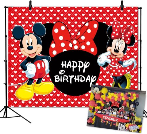 Mickey y Minnie 7x5 Telón De Fondo Fotografía Decoración Cumpleaños Para Niños - Imagen 1 de 5