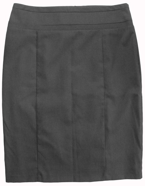 JACQUI E stretch lined grey back zip straight midi skirt 12 made in Australial