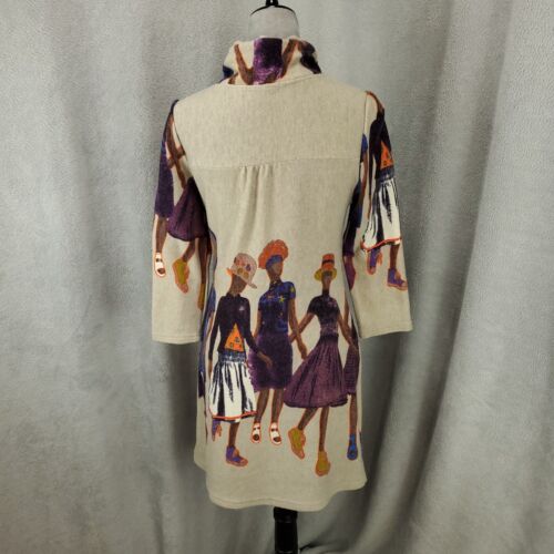 Aryeh Dress Womens Large Mini Shift Artsy Anthropologie Ladies Ruffle Neck - Picture 3 of 10