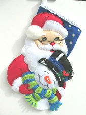 Christmas Stocking Winter Pals Design Works Felt Finished Kit 18” Santa Snowman