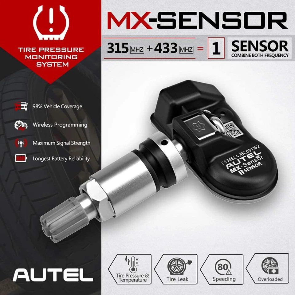 Sensor universal de presión de neumáticos Autel MX 315 MHz y 433 MHz TPMS programable Foto 4 de 4