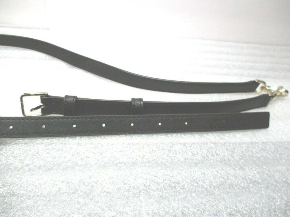 Kate Spade Black Gold Buckle Skinny Belt w/ gold clasp 2 