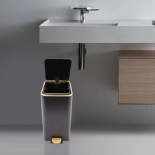 12L Bathroom Trash Can Carbon Steel Step On Kitchen Garbage Bin Step Trash Bin