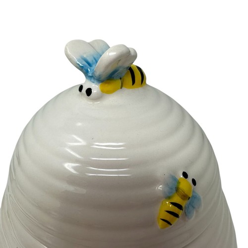 Biscottiera Miele Alveare Ceramica LEGGI Coperchio Stravagante 9" Bianco Giallo Cucina - Foto 8 di 19