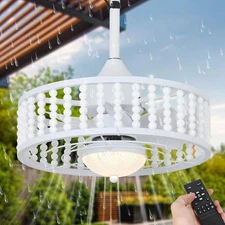 Outdoor Ceiling Fans with Lights and Remote, Waterproof LED Dimmable Ceiling