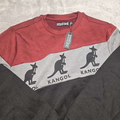 Kangol Mens Color Block Pullover Sweatshirt Size Medium Mens New Maroon, Black