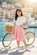 Faded Glory Girls Pink Tiered Eyelet Skirt Size M 7/8 NWOT