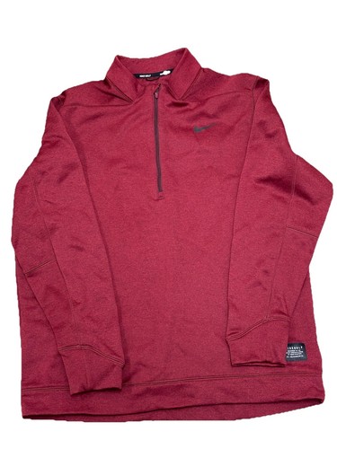 Nike Golf Sweater Mens Large Dark Red Polyester 1/4 Zip Pull Over