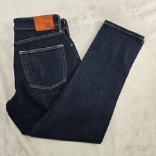 Flint and Tinder Selvedge Denim Athletic Tapered Fit Dark Wash Jeans Mens 32x30