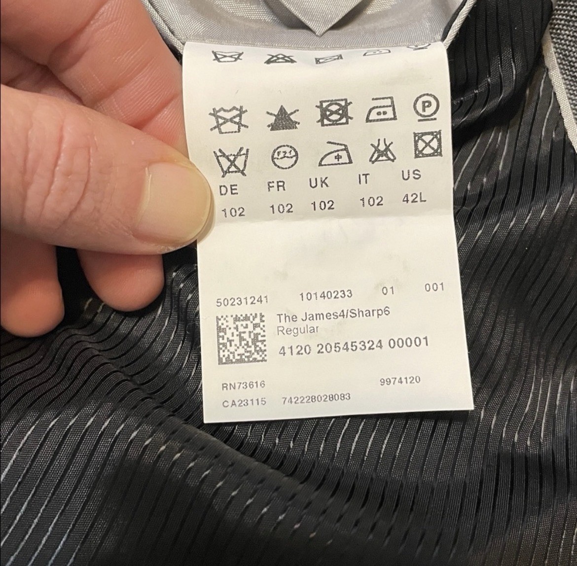 Men's Hugo Boss James 4 Sharp 6 Gray Wool Sport Coat Jacket Blazer 42L thumbnail 5