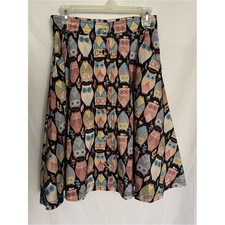 Retro Novelty Owl Print Skirt Womens Size S A-Line Swing Cute Hoot Whimsical