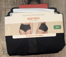 Warners Womens Brief Underwear Panties Polyester Breathable 3-Pair L/7