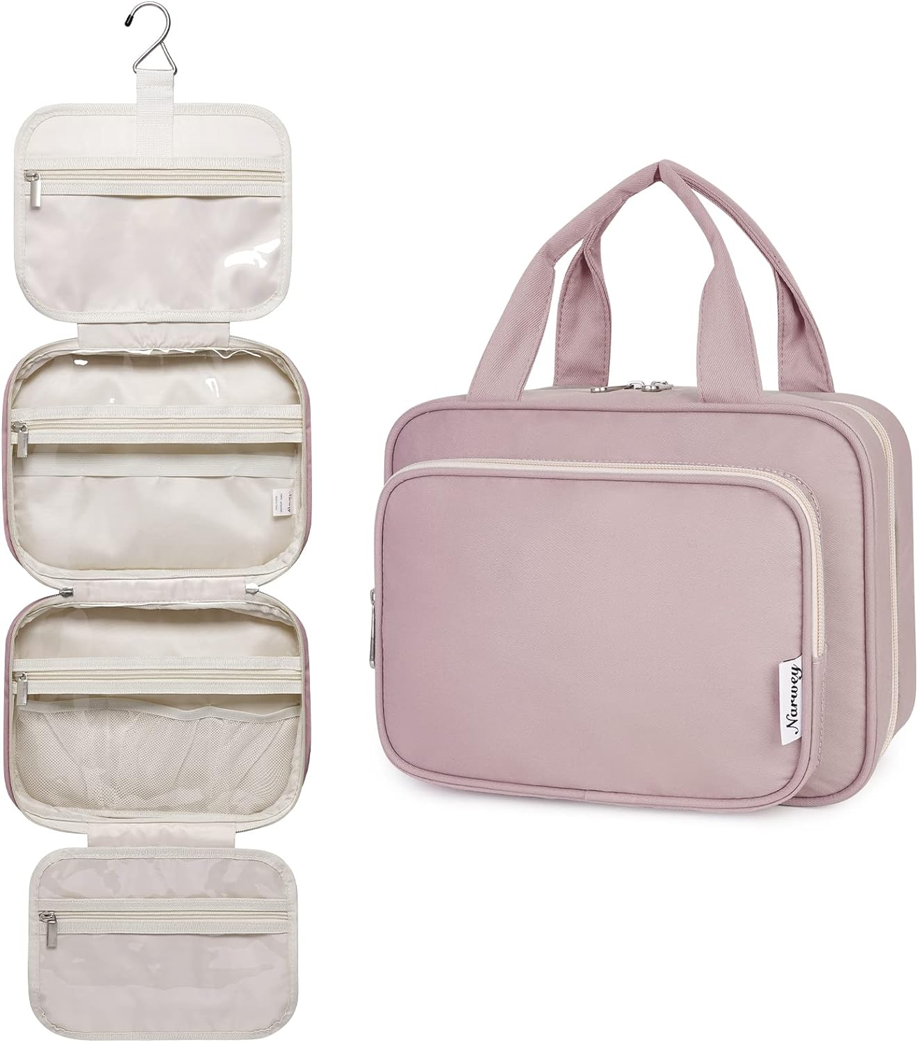 Narwey Hanging Travel Toiletry Bag for Women Wash Bag Cosmetics Makeup Bag Organ